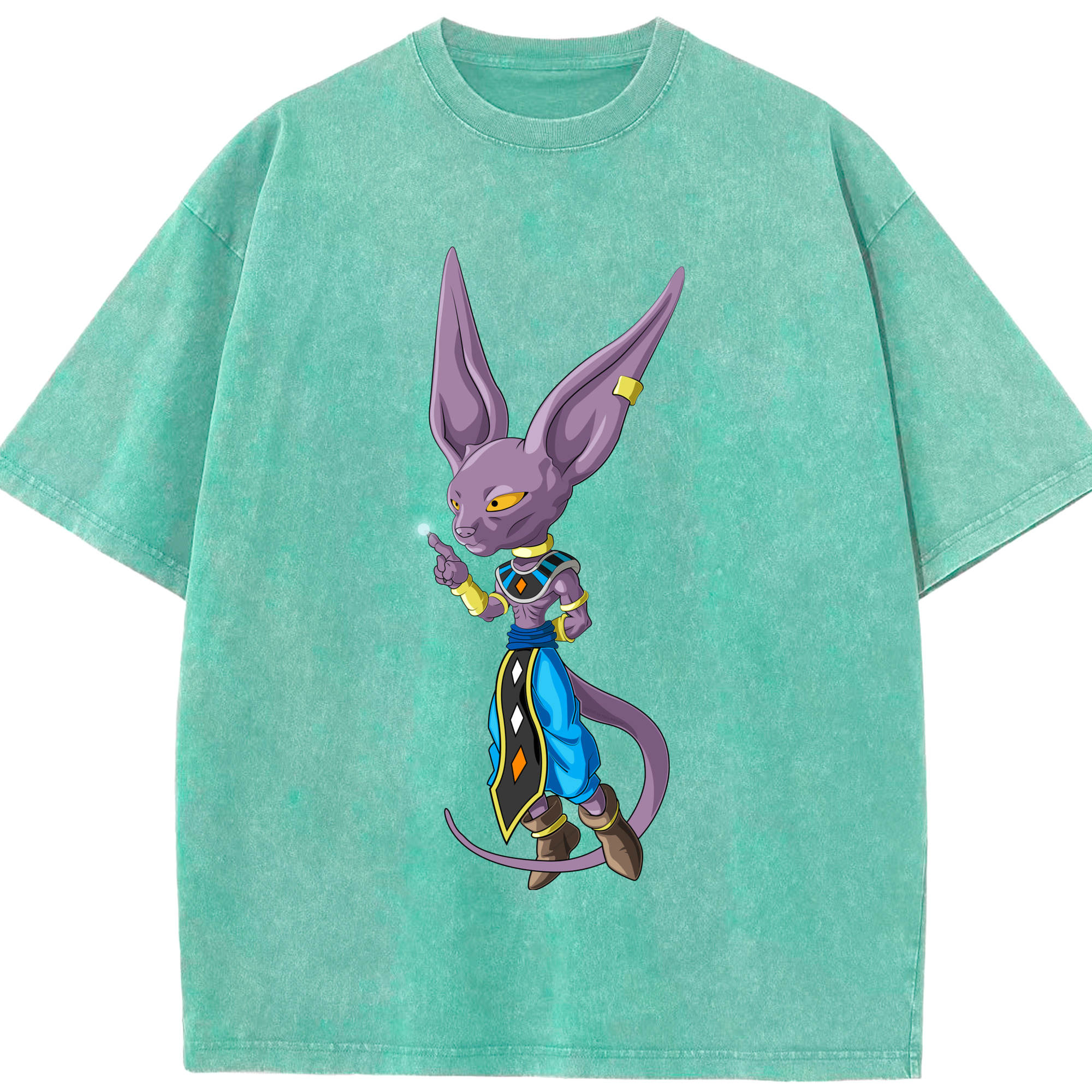 （画像用） ドラゴンボール ビルス 破壊神ビルス DRAGON BALL Beerus Birusu 綿100% ヴィンテージ風 半袖Tシャツ（フロントプリント）